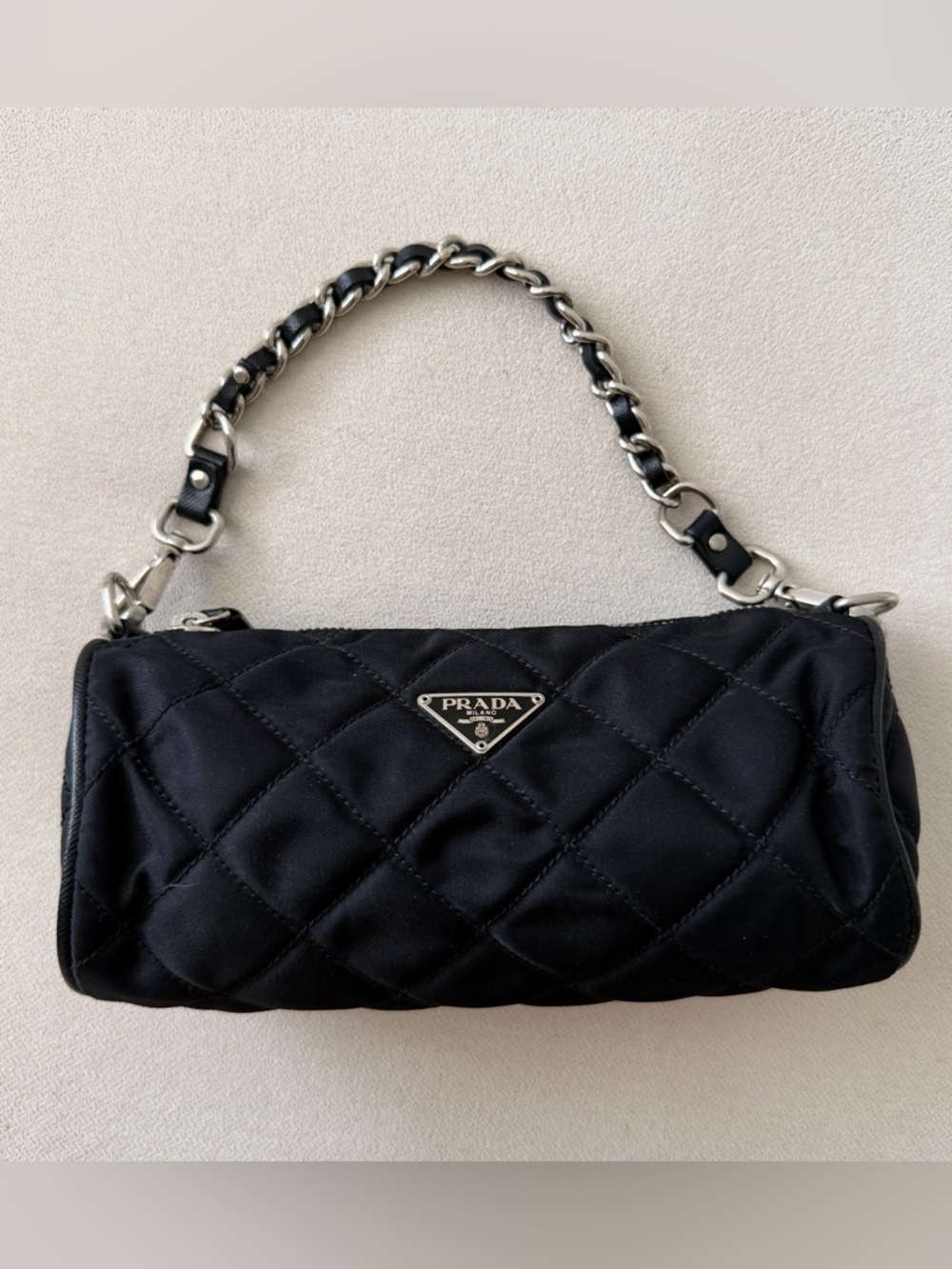 Prada Quilted Nylon Mini Barrel Bag